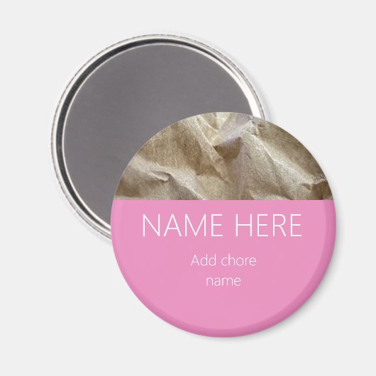 Modern Roze Gekreukeld Papier Naam Koor Magneet (Voorkant / Achterkant)