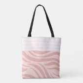 Modern roze Geometric Zebra Trendy Monogram Draagtas (Achterkant)
