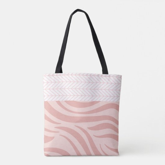 Modern roze Geometric Zebra Trendy Monogram Draagtas (Achterkant)