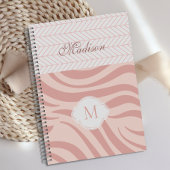 Modern roze Geometric Zebra Trendy Monogram Planner