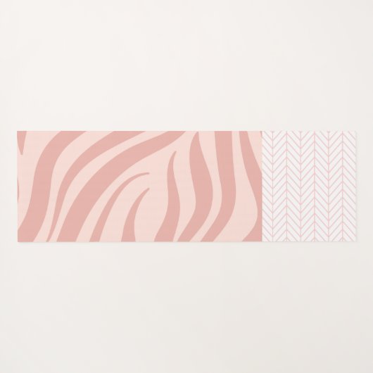 Modern roze Geometric Zebra Trendy Monogram Yogamat (Achterkant (horizontaal))