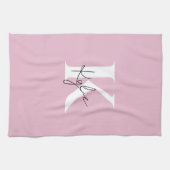 Modern roze gepersonaliseerde monogram naam - theedoek (Horizontaal)