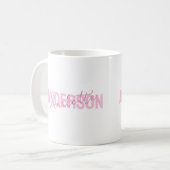 Modern roze gepersonaliseerde naam monogram koffiemok (Voorkant links)
