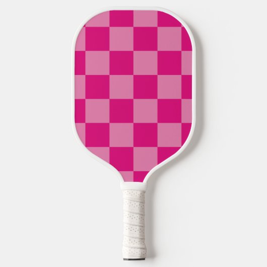 Modern roze geruit pickleball paddle (Voorkant)