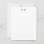 Modern Roze Gestreept Monogrammed Initiaal & Naam Notitiekaartje (Voorkant)