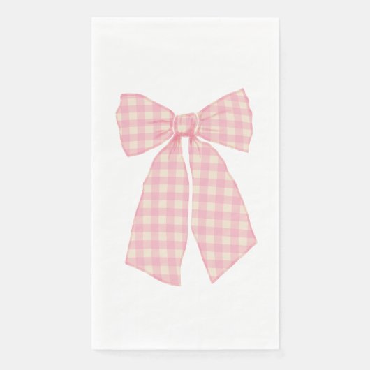 Modern  Roze Gingham Romantische Coquette Bow Servet (Voorkant)