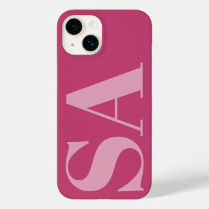Modern roze girly initiaal minimaal monogram Case-Mate iPhone 14 hoesje