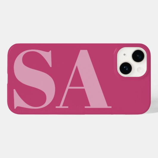 Modern roze girly initiaal minimaal monogram Case-Mate iPhone case (Achterkant (horizontaal))