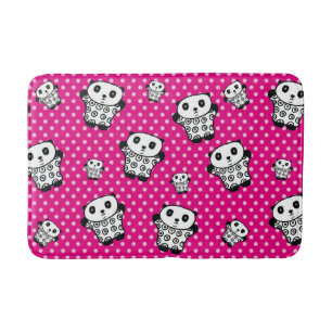 Modern Roze Girly Kawaii Schattige Panda Beer Polk Badmat