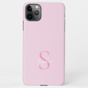 Modern Roze Girly Monogram Stijlvolle Script Naam iPhone 11Pro Max Hoesje