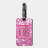 Modern Roze Glitter Bagagelabel (Achterkant verticaal)
