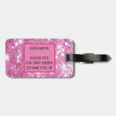 Modern Roze Glitter Bagagelabel (Achterkant horizontaal)
