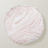 Modern Roze Glitter Marmer Rond Kussen (Achterkant)