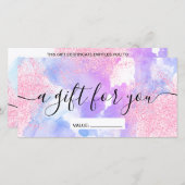 Modern roze glitter paarse waterverf scriptgeschen (Voorkant / Achterkant)