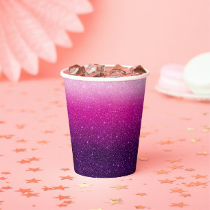 Modern Roze Glitter Patroon Ombre Papieren Bekers