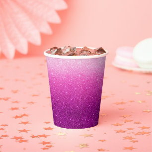 Modern Roze Glitter Patroon Ombre Papieren Bekers