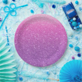 Modern Roze Glitter Patroon Ombre Papieren Bordje (Feest)
