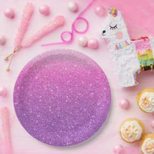 Modern Roze Glitter Patroon Ombre Papieren Bordje