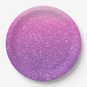 Modern Roze Glitter Patroon Ombre Papieren Bordje (Voorkant)