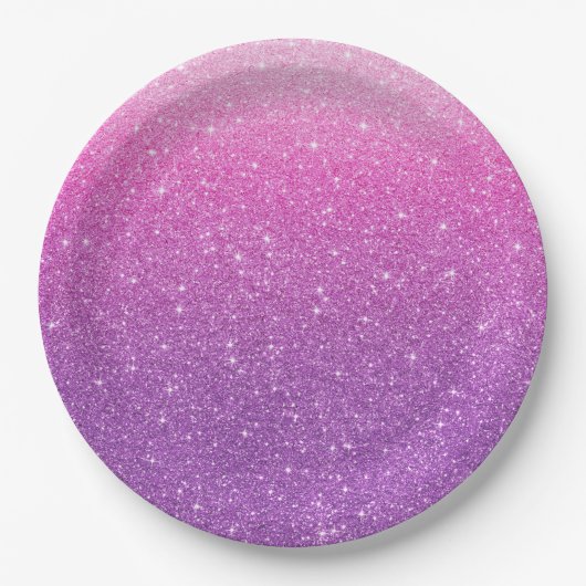 Modern Roze Glitter Patroon Ombre Papieren Bordje (Voorkant)
