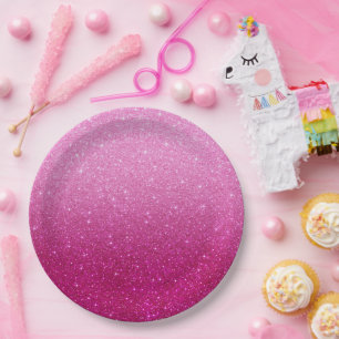Modern Roze Glitter Patroon Ombre Papieren Bordje