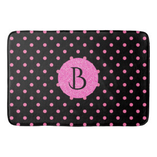 Modern Roze Glitter Polka-Stippen Patroon Monogram Badmat