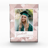 Modern roze glitter Script Girl Afstuderen Fotoblokken (Voorkant)