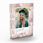 Modern roze glitter Script Girl Afstuderen Fotoblokken (Links)