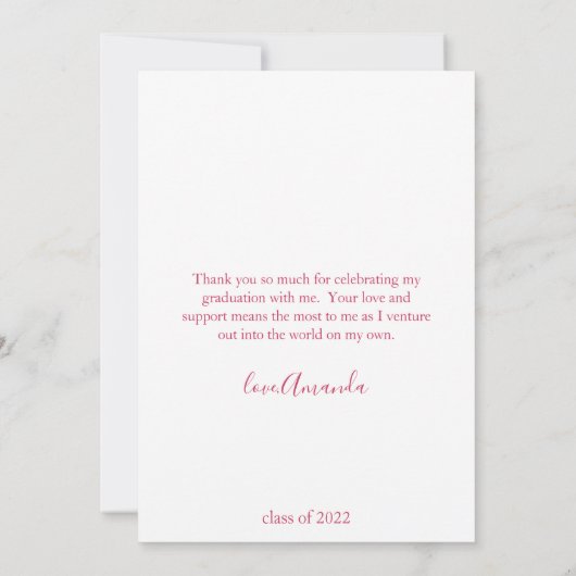 Modern Roze & Gold Arched Afstuderen Hartelijk dan Kaart (Achterkant)