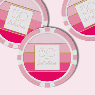 Modern Roze & Goud 50 en fantastische verjaardag Poker Chips