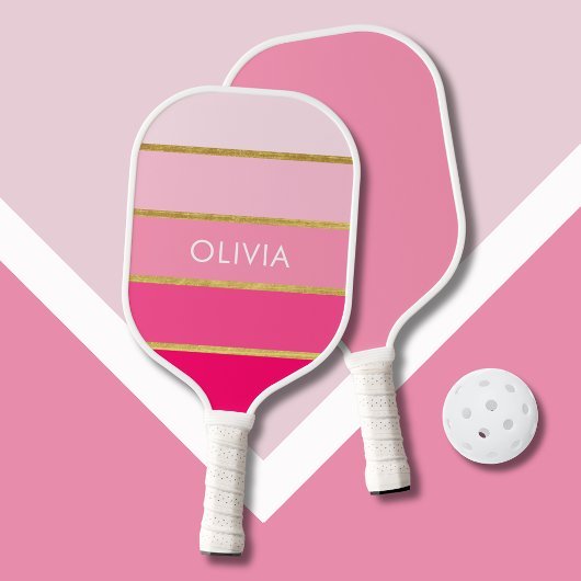 Modern roze goud gepersonaliseerd pickleball paddle