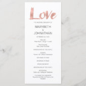 Modern Roze Goud Liefde Trouwprogramma Programma (Voorkant)