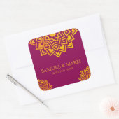 Modern Roze Goud Mandala Indiase bruiloft gunst Vierkante Sticker (Envelop)