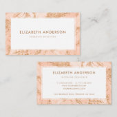 Modern Roze Goud Marmer Professioneel Visitekaartje (Voorkant / Achterkant)