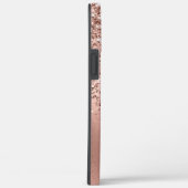 Modern Roze Gouden Glitter Confetti Monogrammed Case-Mate iPhone Case (Achterkant / Rechts)