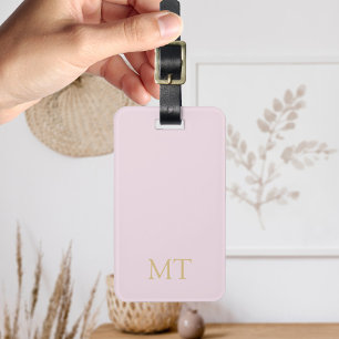 Modern roze gouden minimalistisch Initiaal monogra Bagagelabel