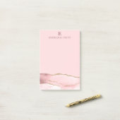 Modern roze goudmarmer post-it® notes (Op bureau)