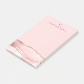 Modern roze goudmarmer post-it® notes (Schuin)