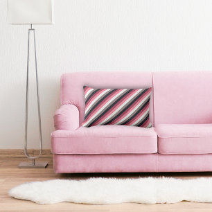 Modern roze grijs gestreept kussen
