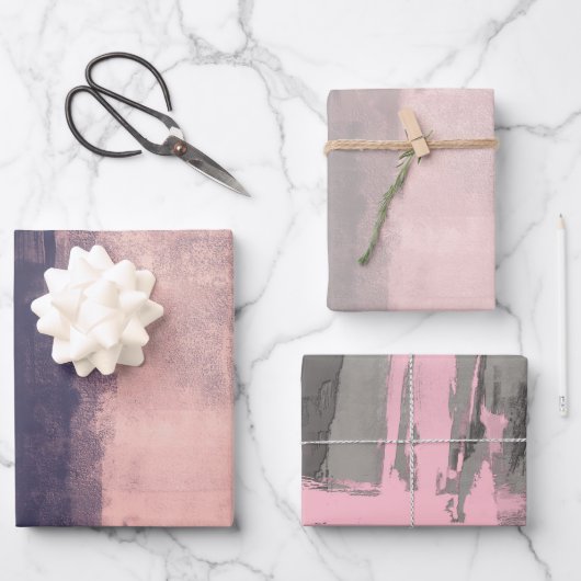 Modern Roze Grijs Mallow rustiek abstract Inpakpapier Vel (Voorkant)
