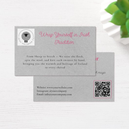 Modern Roze Grijs QR Code Visitekaartje (Bureau)