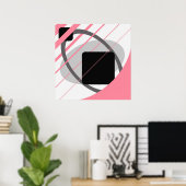 Modern Roze Grijs Zwart Gebroken Wit Poster (Thuiskantoor)