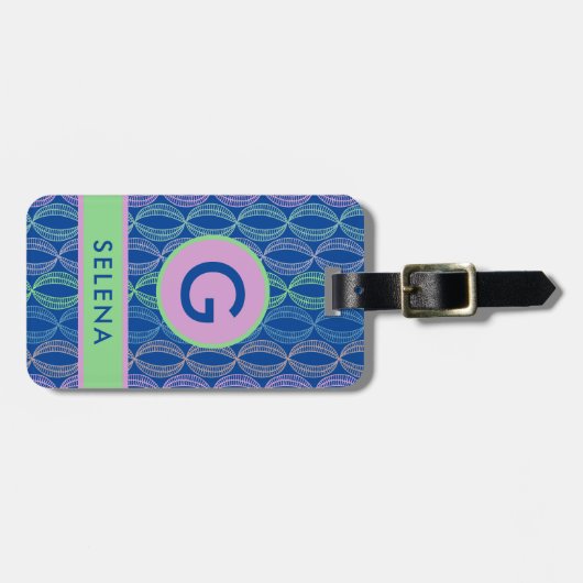 Modern roze groen Abstract geometrisch Bagagelabel (Voorkant horizontaal)