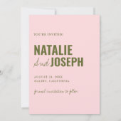 Modern roze groen grillige unieke leuke bruiloft save the date (Achterkant)