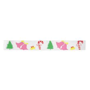 Modern roze groen kerstpatroon lint