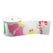 Modern roze groen kerstpatroon lint (Spoel)