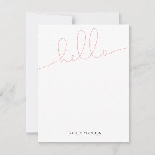 Modern roze HALLO script Notitiekaartje (Voorkant)