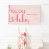 Modern roze Happy Birthday Spandoek (Insitu)