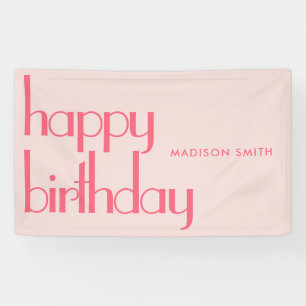 Modern roze Happy Birthday Spandoek