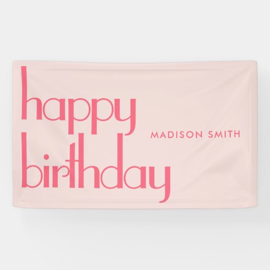 Modern roze Happy Birthday Spandoek (Horizontaal)
